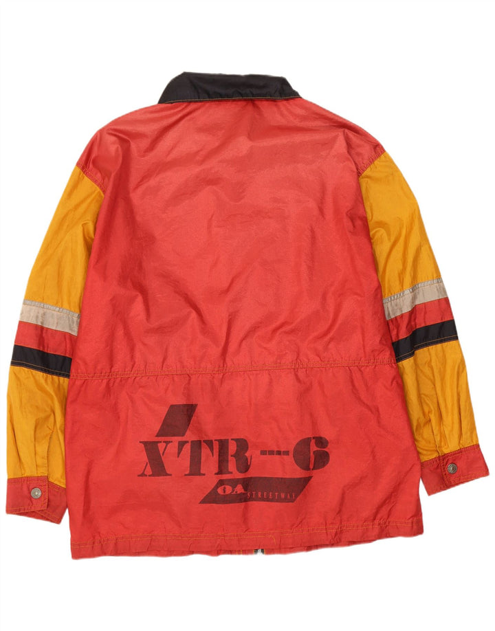 Vintage hombres gráfico impermeable Reino Unido 36 pequeño amarillo colorblock poliamida
