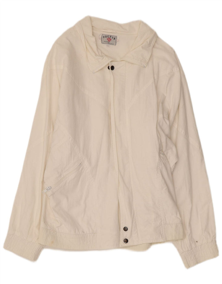 VINTAGE Womens Windbreaker Jacket EU 44 XL White