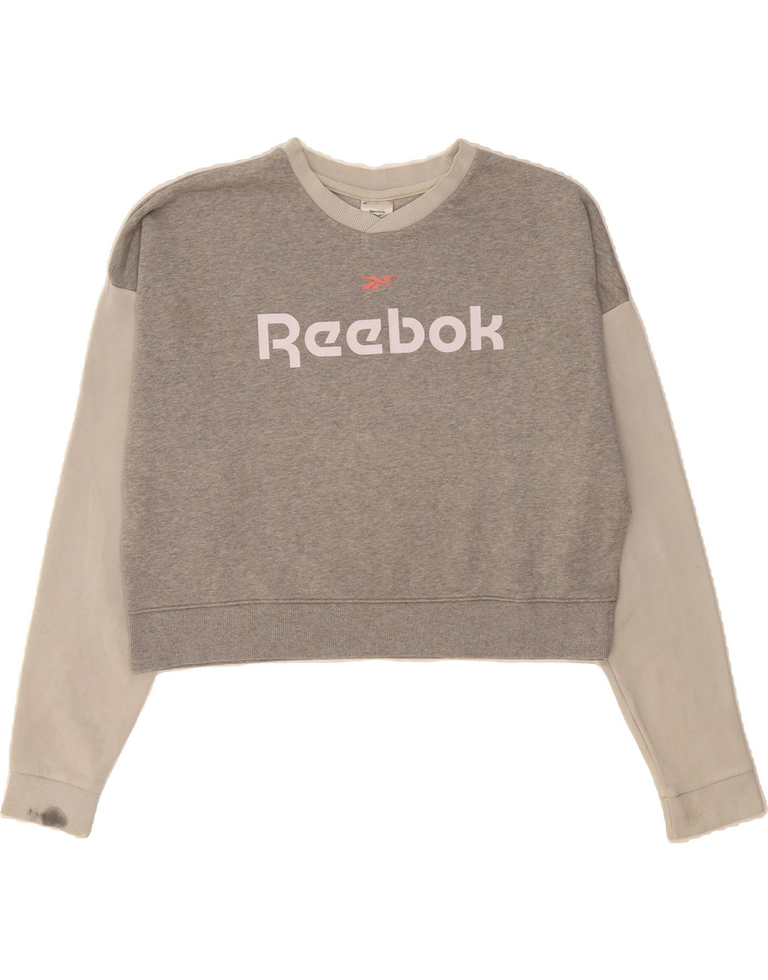 REEBOK Womens Oversized Crop Sweatshirt Jumper UK 20/22 XL Grey Vintage Reebok and Second-Hand Reebok from Messina Hembry 