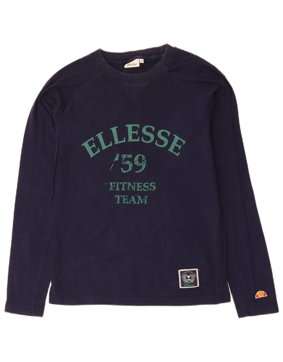 ELLESSE Top gráfico para hombre manga larga pequeño algodón azul marino