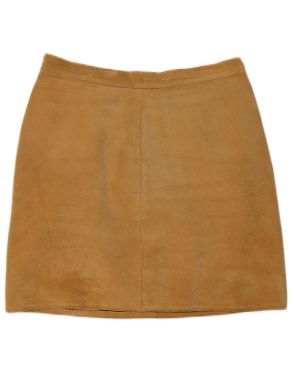 Falda de gamuza vintage para mujer IT 44 Medium W26 Cuero beige