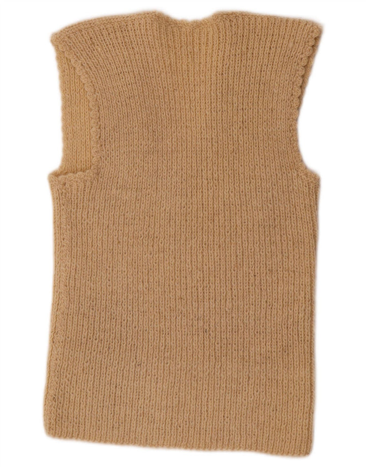 VINTAGE Chaleco de mujer Camiseta sin mangas Reino Unido 12 Beige medio