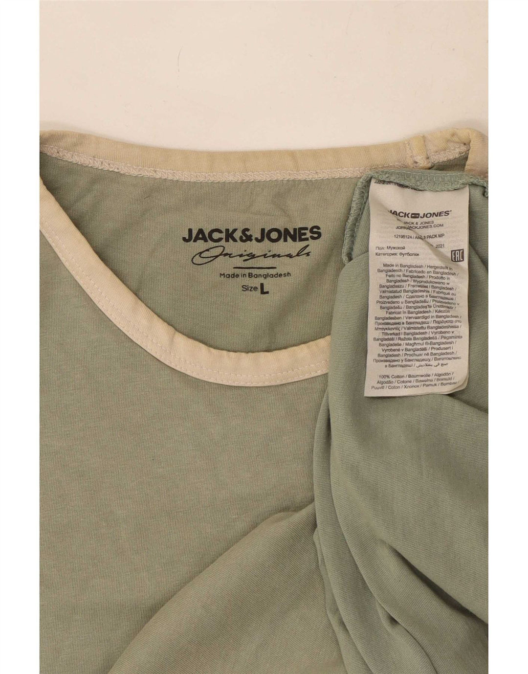 Jack & Jones Hombre Camiseta Top Grande Verde Algodón