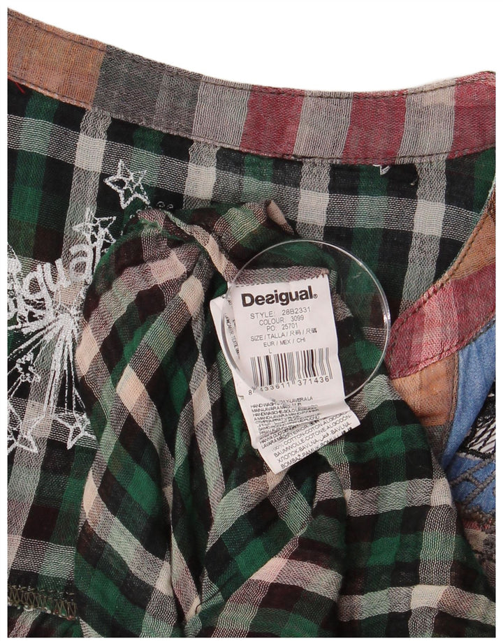 DESIGUAL Blusa gráfica para mujer Top UK 46 Large Multicolor Check