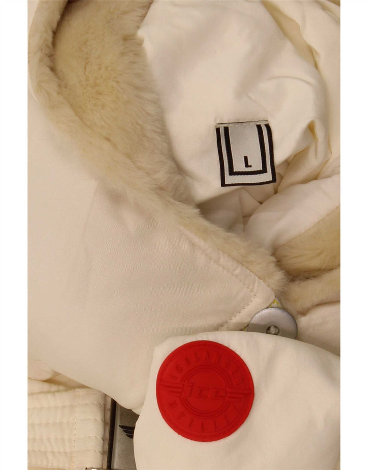 Ice - Chaqueta anorak con capucha para mujer, talla 40, talla grande, poliamida blanca