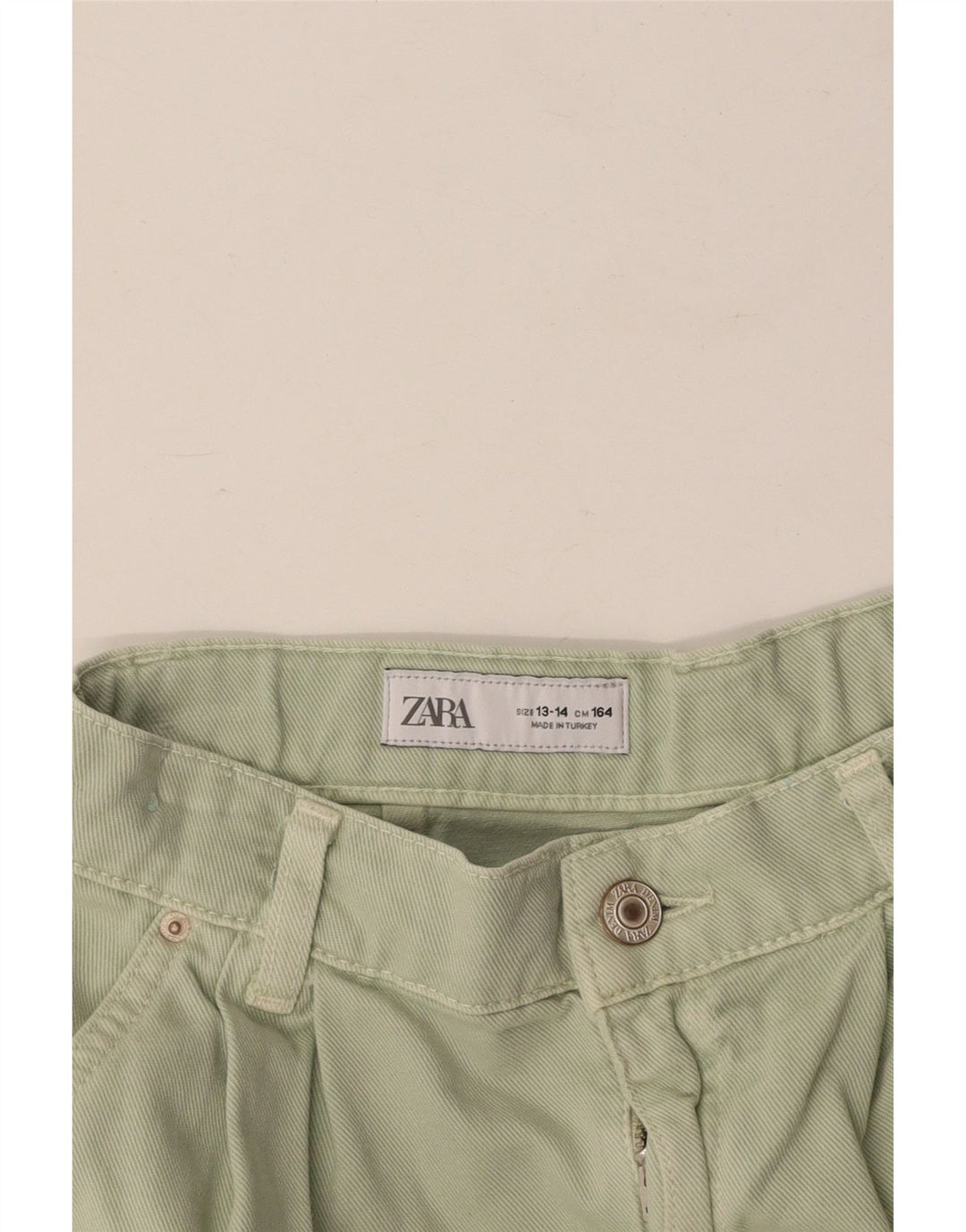 ZARA Pantalones cortos chinos pegados para niña 13-14 años W26 Verde