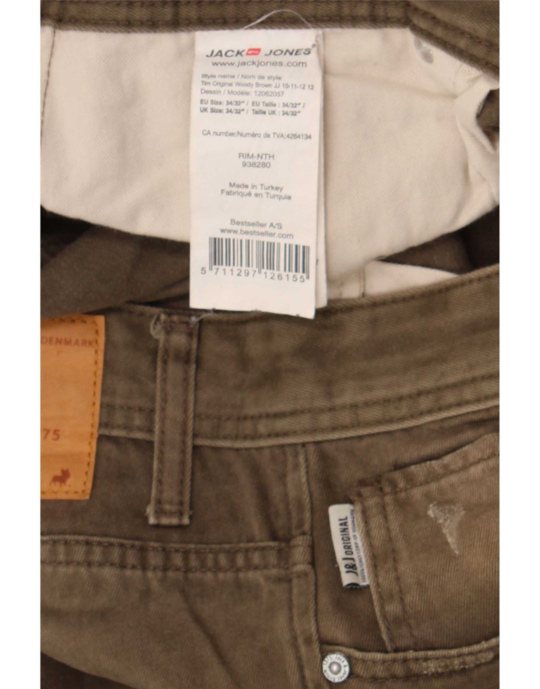 Jack & Jones Tim Slim Jeans para Hombre W34 L32 Algodón Caqui