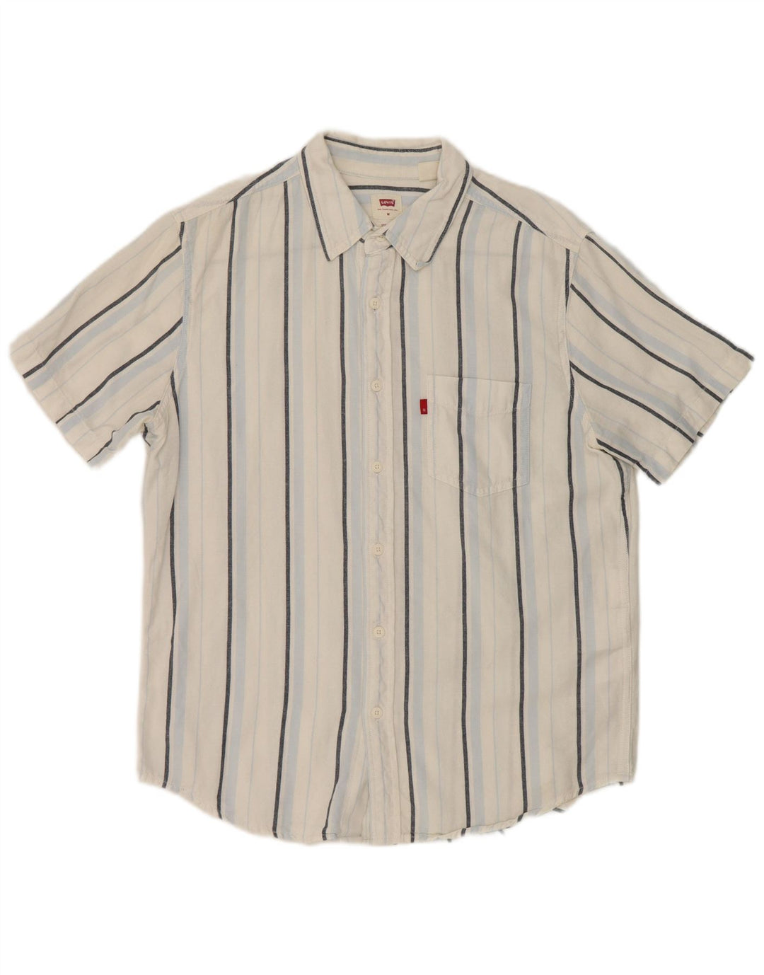 Levi's Camisa de manga corta de corte estándar de algodón a rayas blancas medianas para hombre