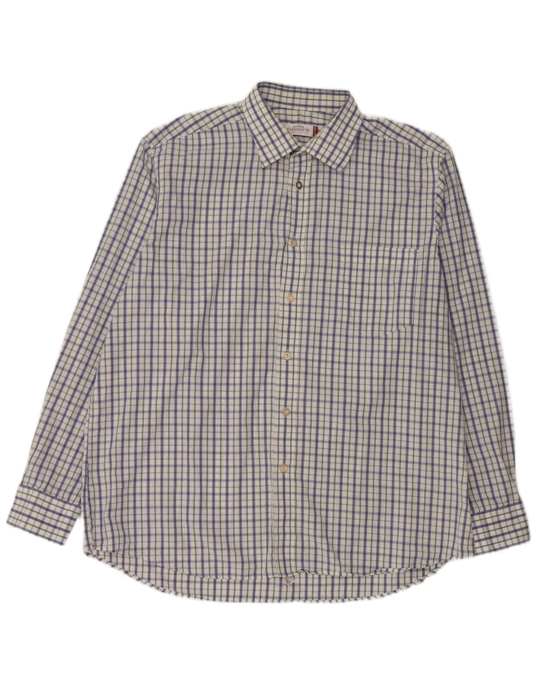 Gloriette Camisa Hombre Talla 43 Algodón Cuadros Blanco Grande