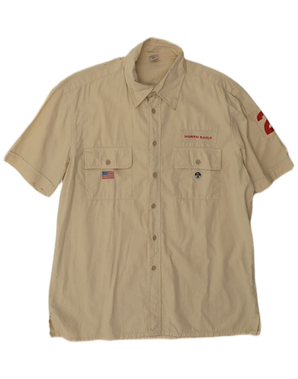 North Sails Camisa gráfica de manga corta para hombre XL Algodón beige