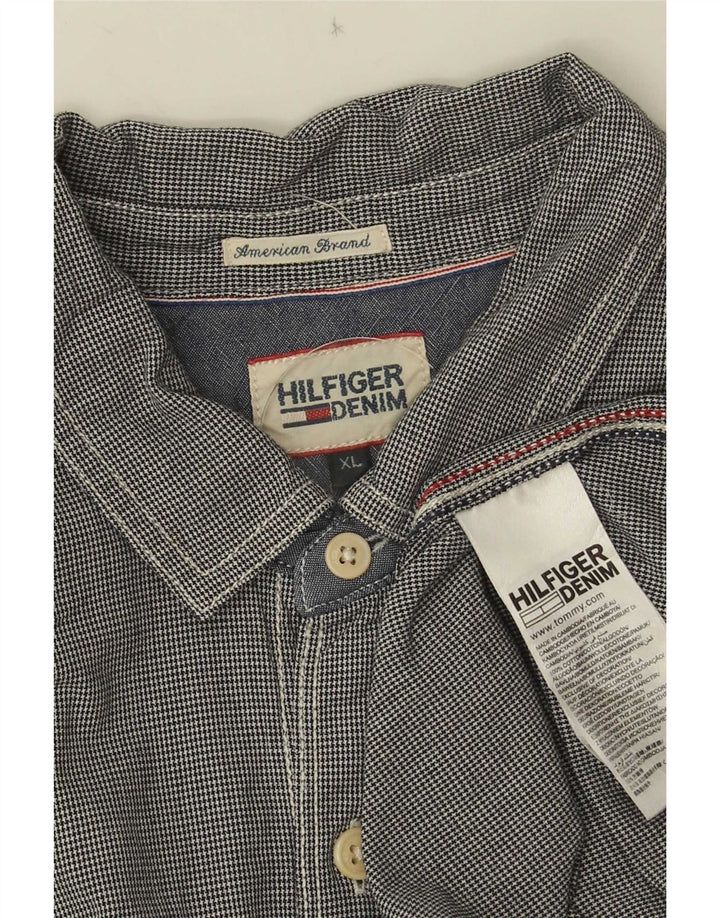 Tommy Hilfiger Camisa Hombre XL Gris Pata De Gallo Algodón