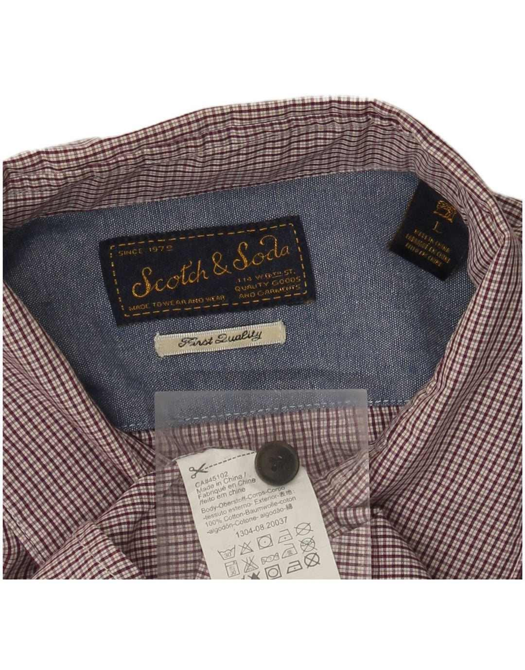 SCOTCH & SODA Camisa Hombre Grande Granate Cuadros Algodón