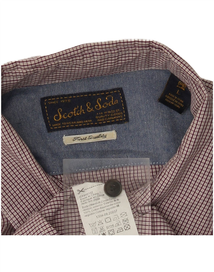 SCOTCH & SODA Camisa Hombre Grande Granate Cuadros Algodón