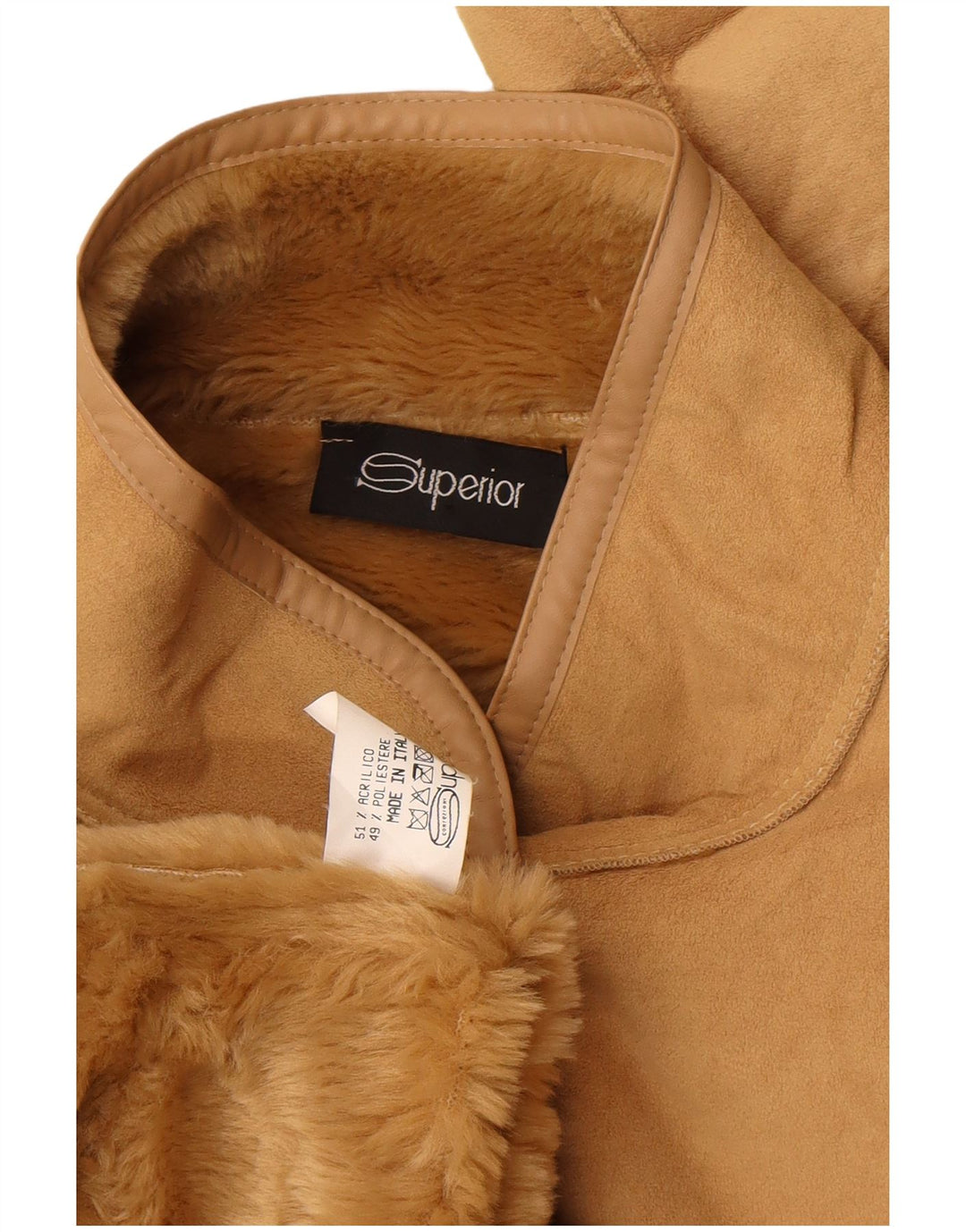 Superior Mujer Sherpa Chaqueta UK 40 XL Acrílico Beige