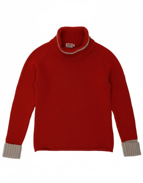 Slam Jersey con cuello vuelto para mujer UK 40 Small Borgoña Colorblock