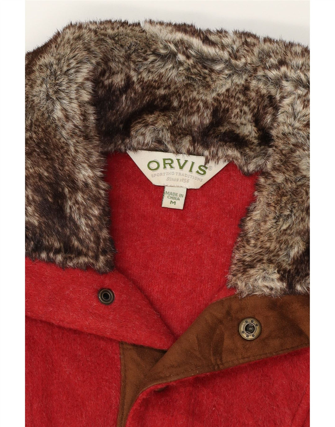 ORVIS Womens Button Neck Jumper Sweater UK 14 Medium Red Acrylic Vintage Orvis and Second-Hand Orvis from Messina Hembry 