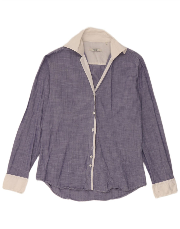 SIVIGLIA Camisa Regular Fit De Manga Larga Para Mujer IT 42 Azul Medio Colorblock