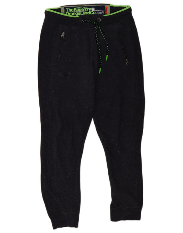 Superdry Hombre Pantalones De Chándal Slim Fit Joggers Small Azul Marino Moteado