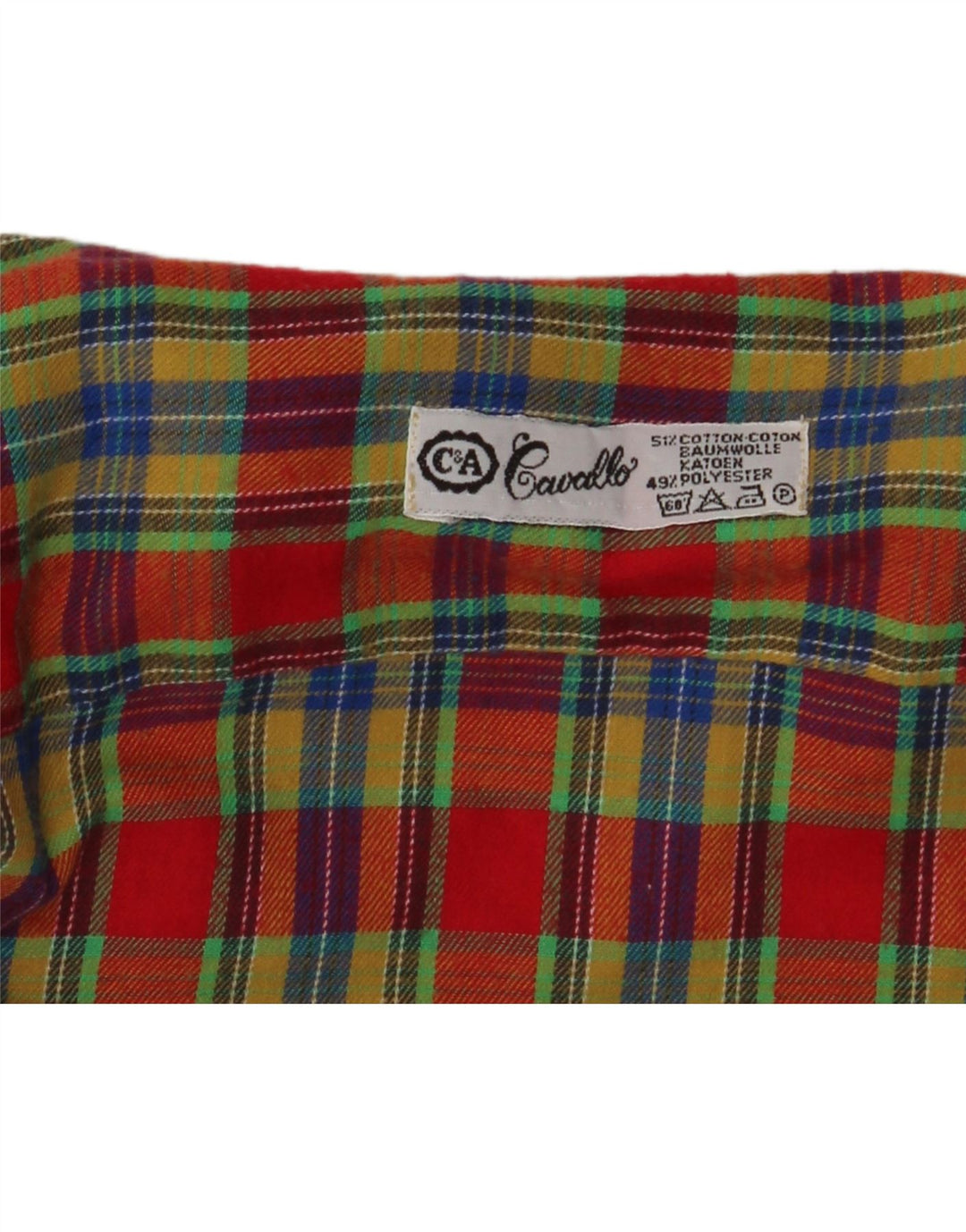 Camisa Hombre C & A Mediana Algodón Cuadros Multicolores