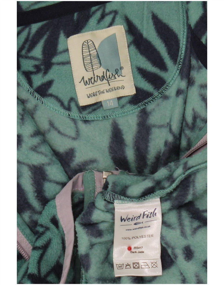 Weird Fish - Chaqueta polar para mujer (talla 40), poliéster floral verde grande