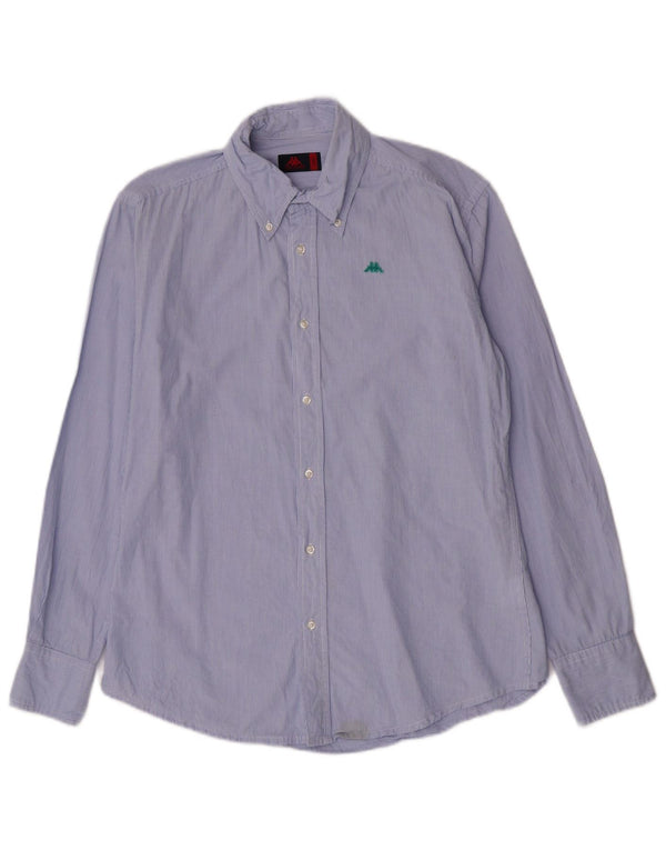 Camisa Kappa Hombre Large Azul Rayas Algodón