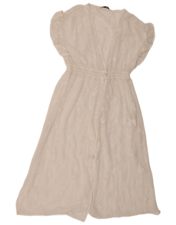 Zara Vestido largo transparente para mujer UK 8 Small White Paisley Poliéster