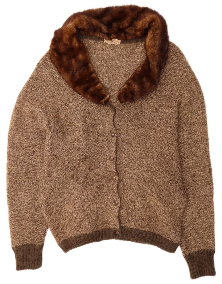 VINTAGE Suéter Cárdigan para Mujer Reino Unido 18 XL Marrón