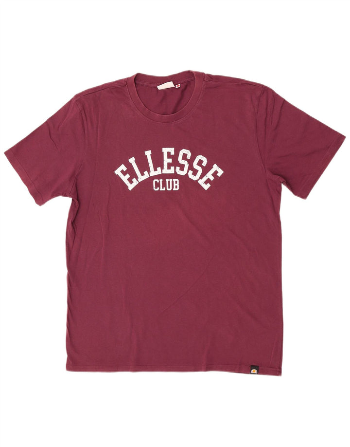 Ellesse - Camiseta gráfica para hombre, talla grande, algodón granate