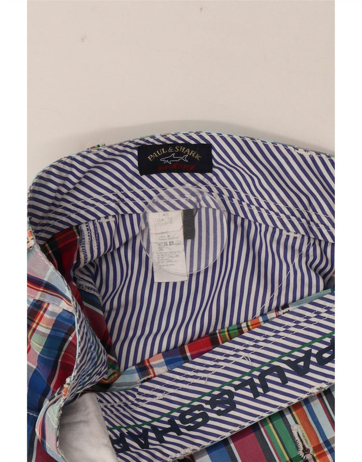 Paul & Shark Pantalones cortos chinos para hombre IT 48 Medium W32 Algodón a cuadros multicolor