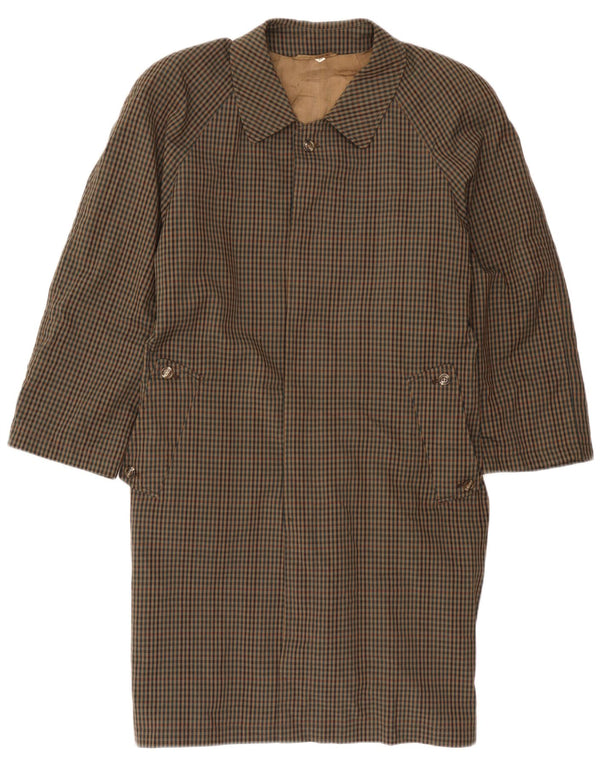 Vintage mujer abrigo Reino Unido 18 XL marrón Gingham