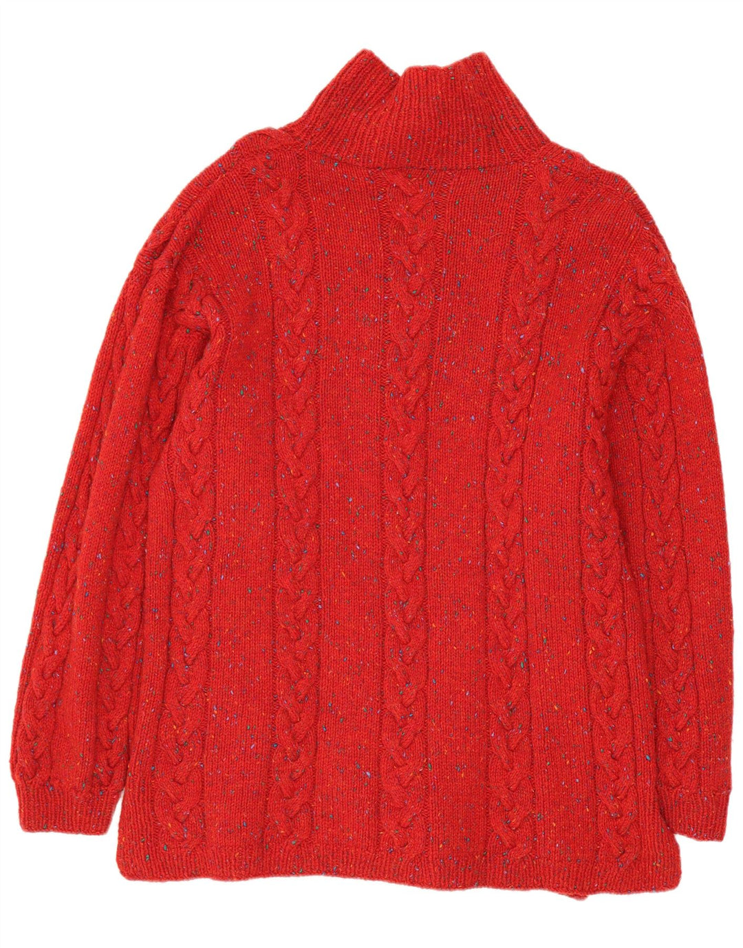 VINTAGE Hombres Turtle Neck Jumper Suéter Medio Rojo Flecked