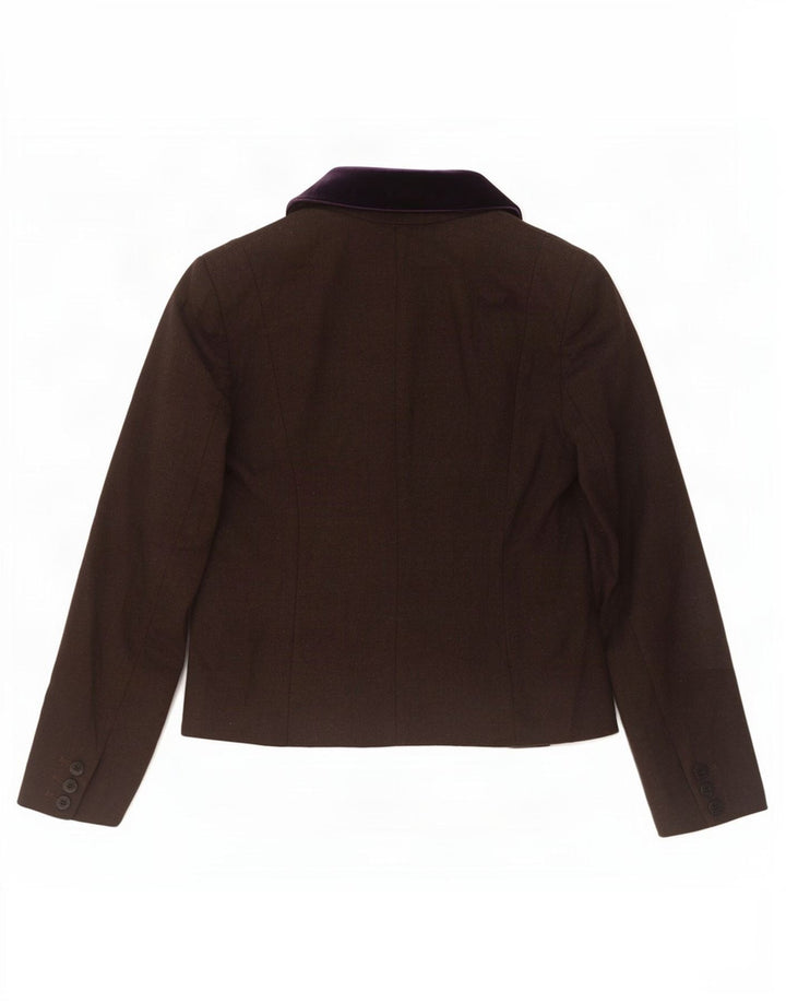 Ted Baker Chaqueta tipo blazer con 1 botón para mujer, talla 3, lana marrón mediana
