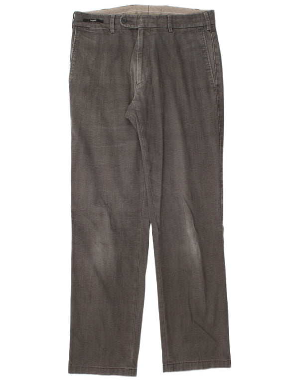 Bugatti Pantalón de traje recto para hombre IT 46 Small W32 L30 Algodón a cuadros gris