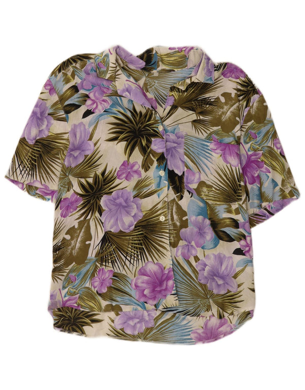 Vintage Womens Short Sleeve Shirt Blouse UK 16 Large Multicoloured Floral