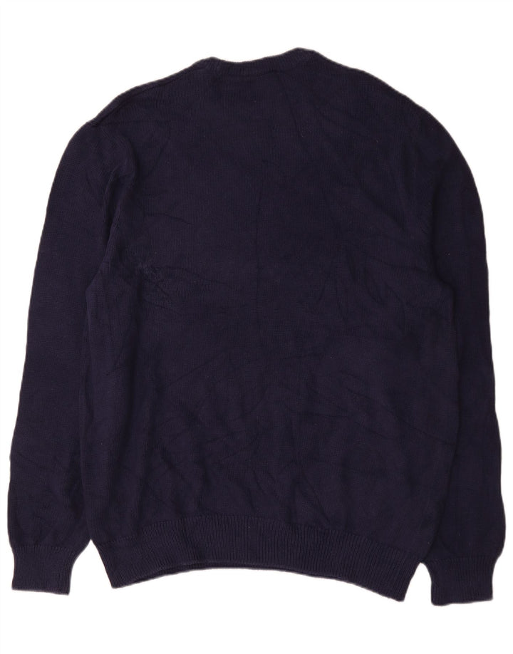 Chaps - Jersey de cuello redondo para hombre, talla grande, algodón azul marino