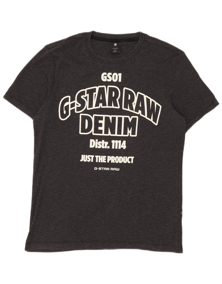 G-Star Hombre Camiseta Gráfica Top Mediano De Algodón Moteado Negro