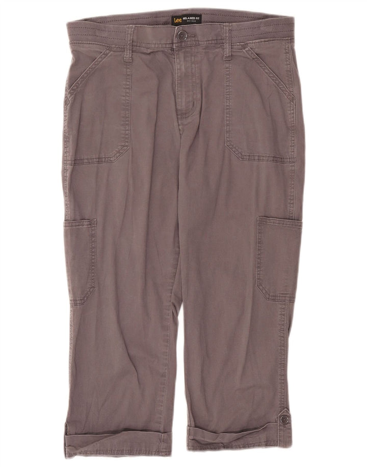Lee Pantalones Capri de Talle Medio para Mujer US 8 Mediano W27 L19 Algodón Gris