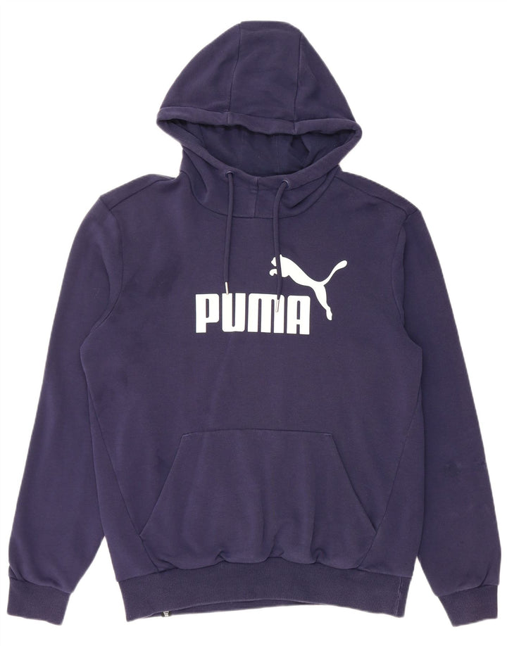 PUMA Jersey con capucha gráfica para hombre, algodón azul marino mediano