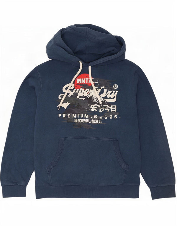 Superdry Hombre Vintage Graphic Sudadera Con Capucha Jumper XL Azul Marino Algodón