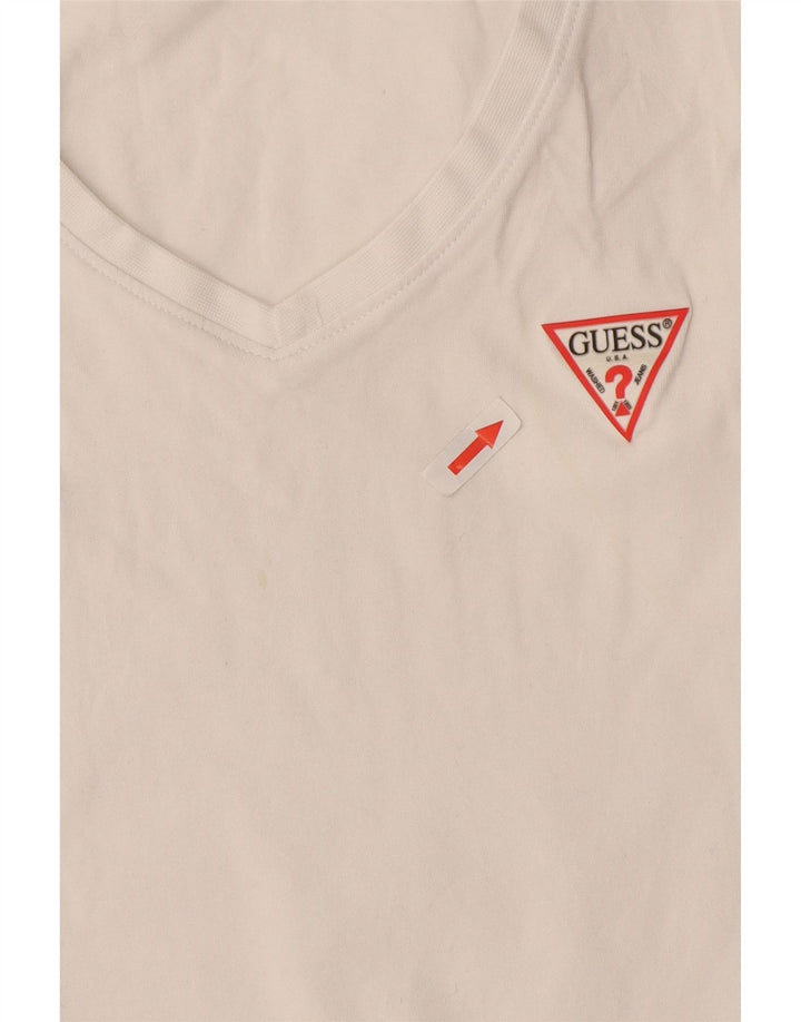 Guess Camiseta para mujer Top UK 12 Medium White Cotton