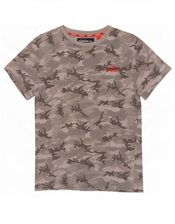 Superdry Camiseta Hombre Top XS Gris Camuflaje Algodón