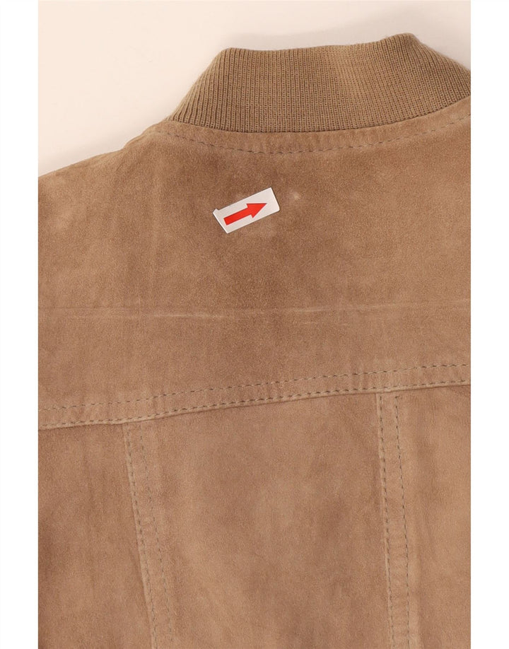 Vintage mujer ante bomber chaqueta IT 42 cuero beige medio