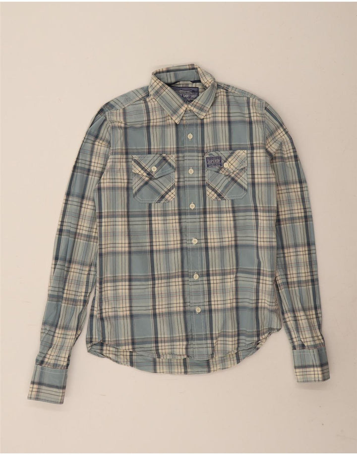 Camisa Superdry Hombre De Algodón A Cuadros Azul Medio