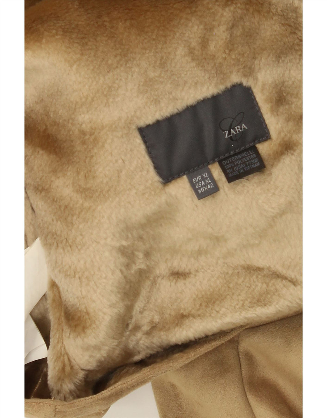 Zara Hombre Chaqueta Sherpa ES 42 XL Poliéster Beige