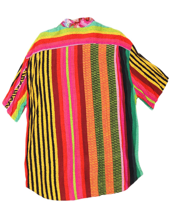 JAMS WORLD Mens Short Sleeve Shirt Large Multicoloured Striped Rayon