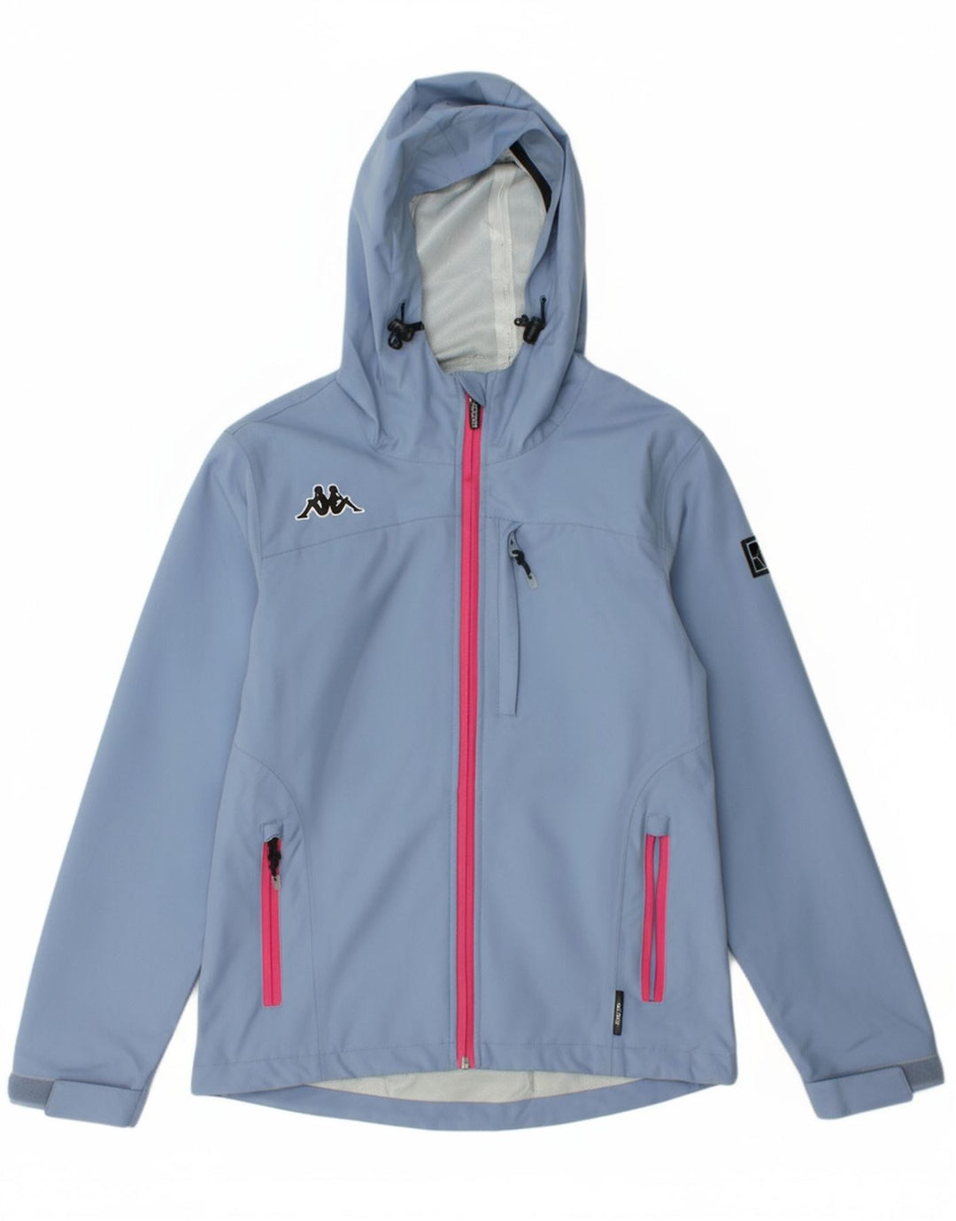 KAPPA Womens Hooded Rain Jacket UK 14 Medium Blue Polyester