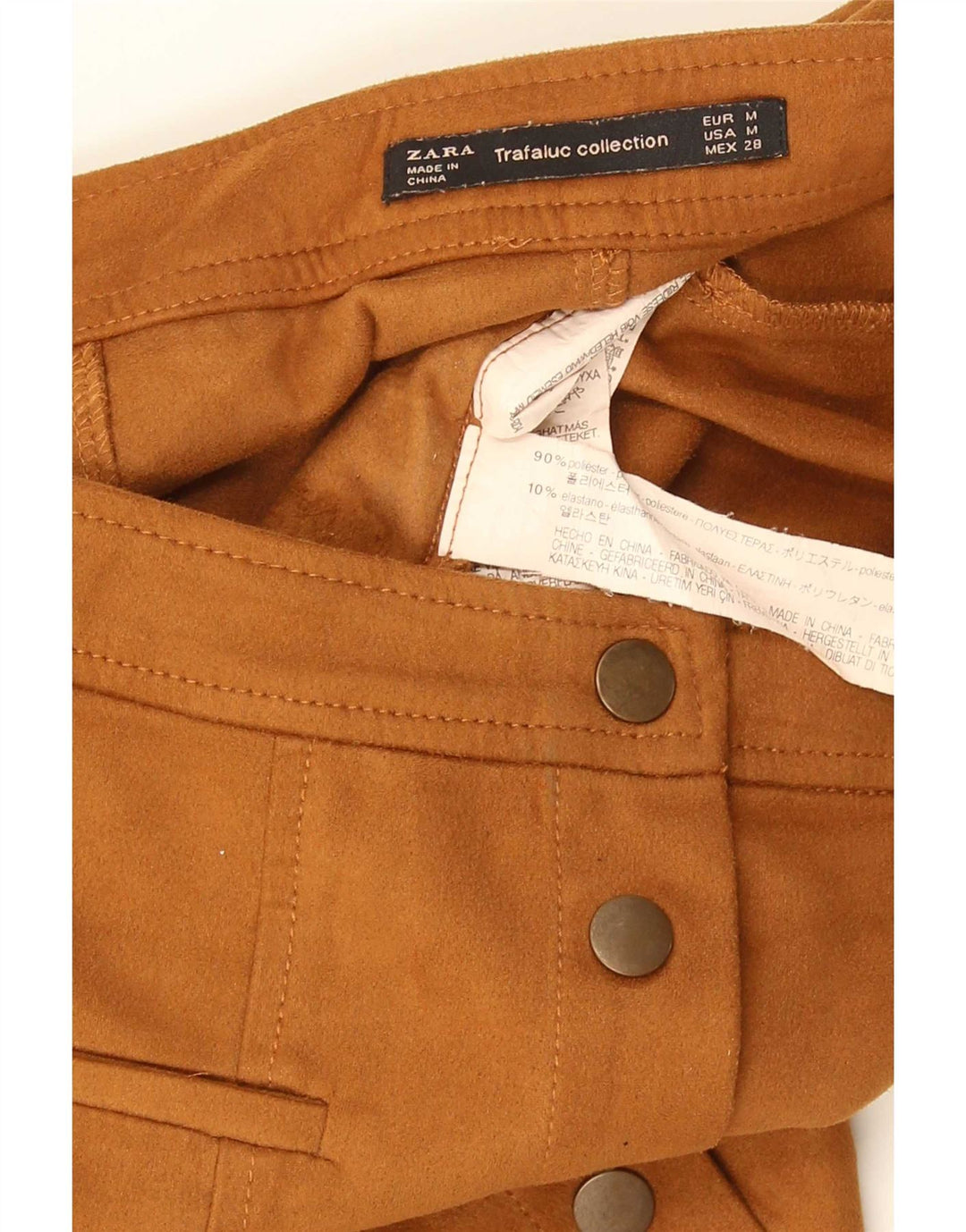 Zara Mujer Mini Falda Mediana W28 Marrón Poliéster