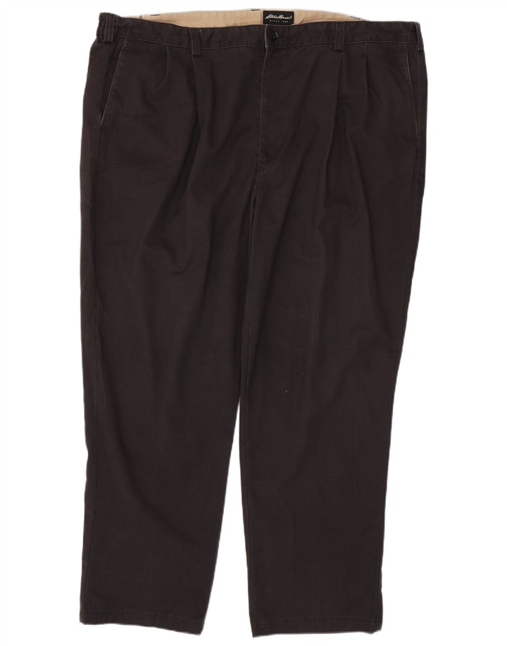 EDDIE BAUER Pantalón chino con pinzas para hombre W48 L31 Algodón gris