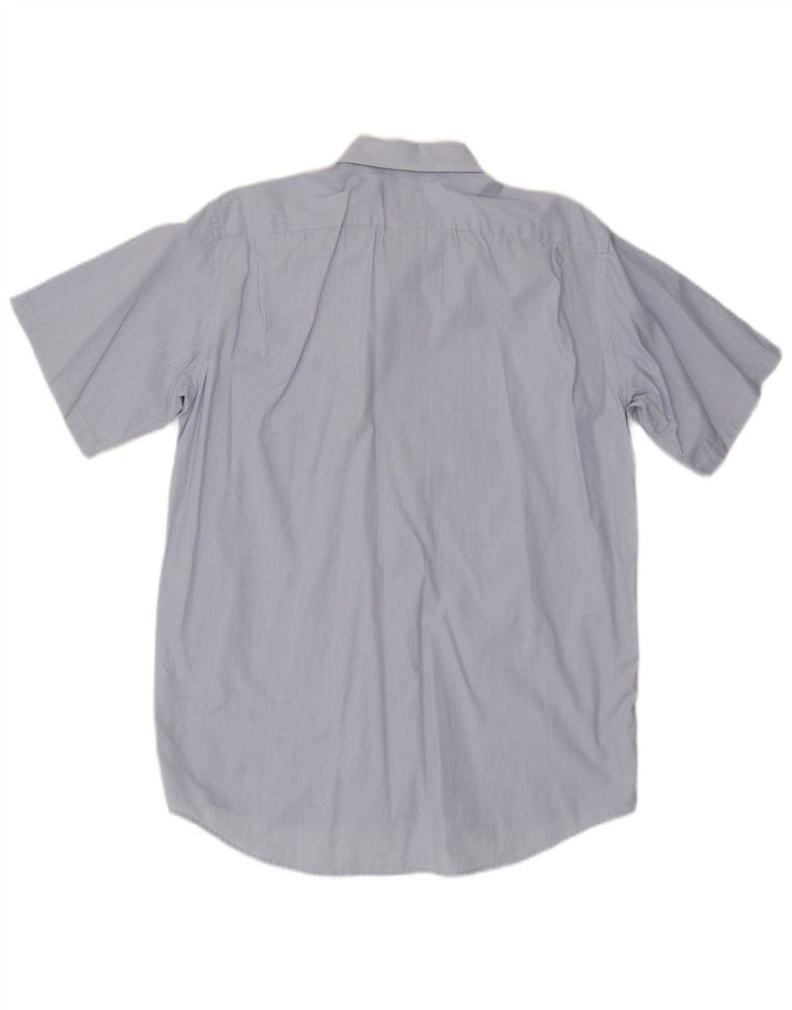Camisa Lacoste Hombre Manga Corta Talla 39 Algodón Rayas Azul Medio