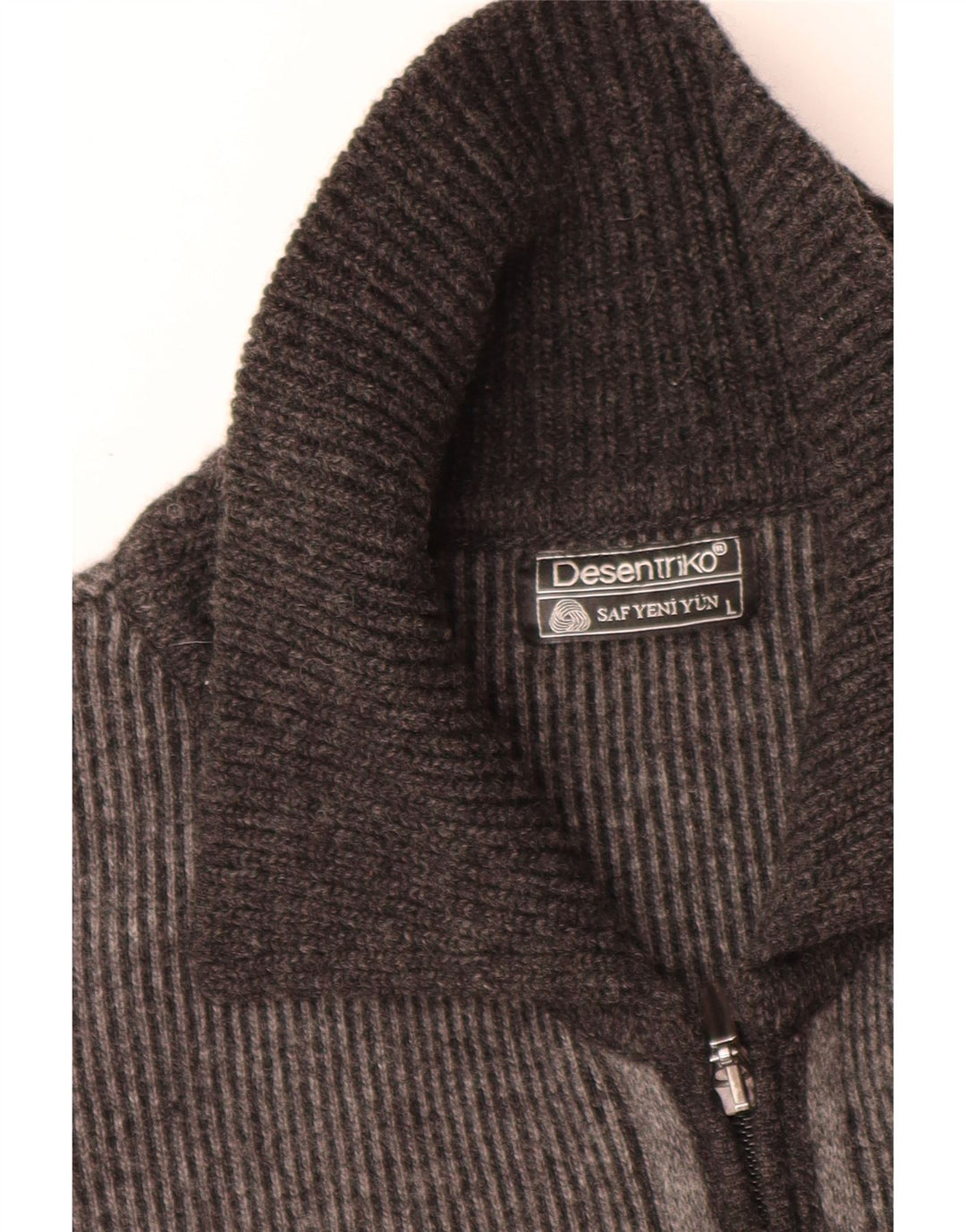 Vintage hombre cardigan suéter grande gris colorblock